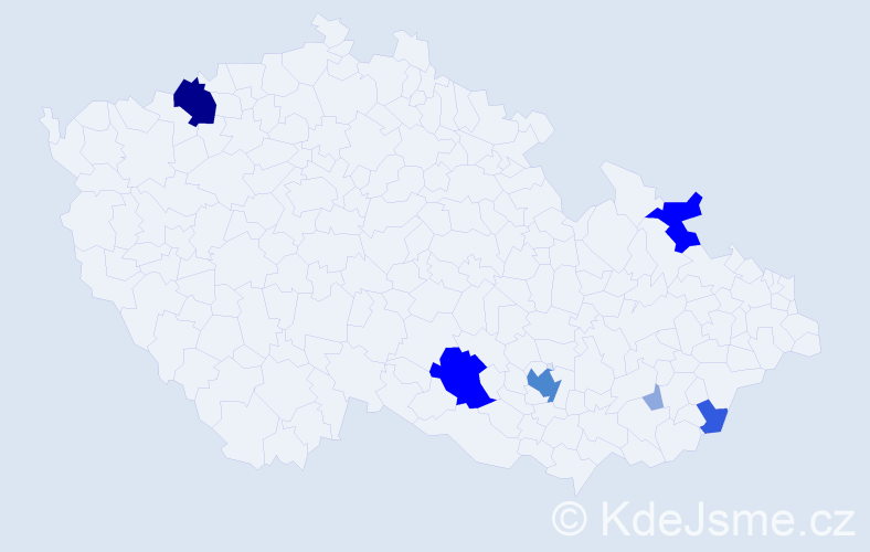 Příjmení: 'Vodinská', počet výskytů 19 v celé ČR