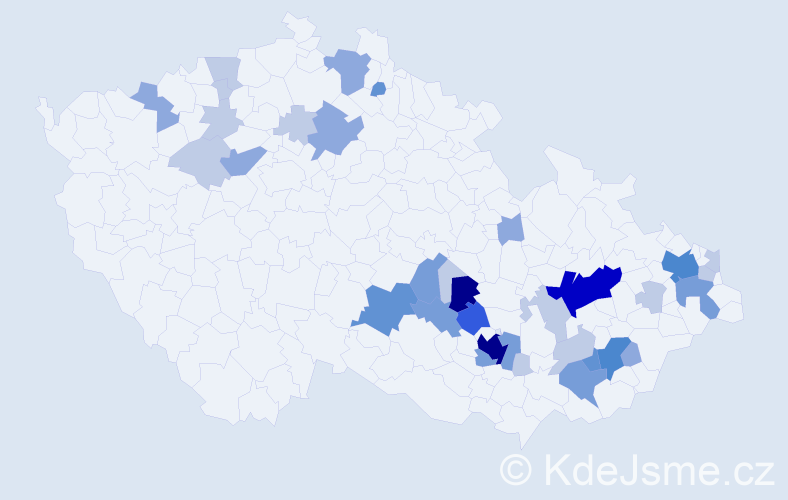 Příjmení: 'Skula', počet výskytů 96 v celé ČR