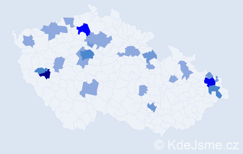 Příjmení: 'Medvecová', počet výskytů 49 v celé ČR