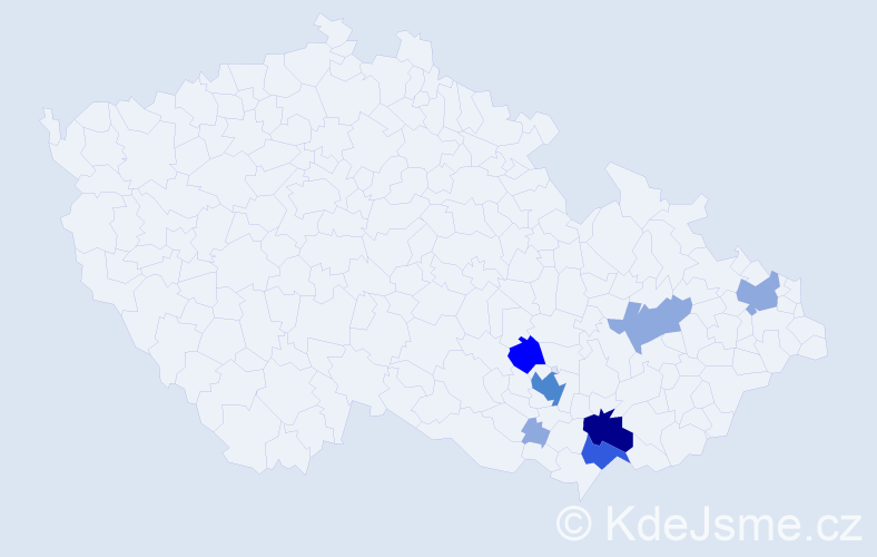 Příjmení: 'Hadamík', počet výskytů 18 v celé ČR