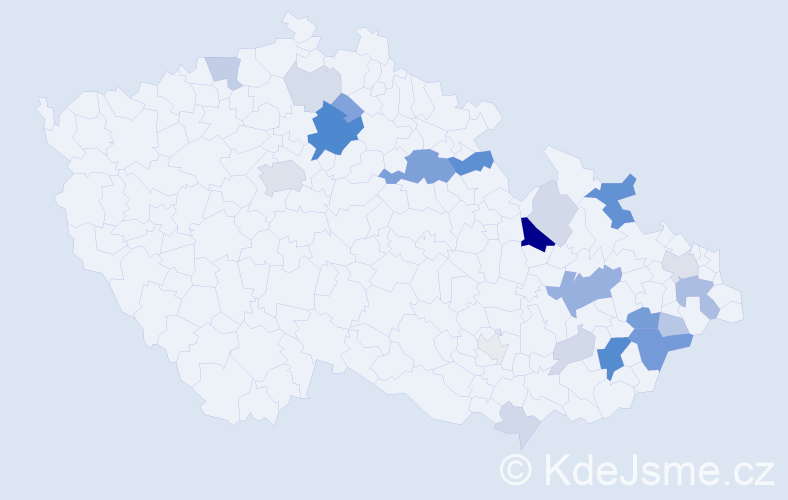 Příjmení: 'Nosálek', počet výskytů 74 v celé ČR