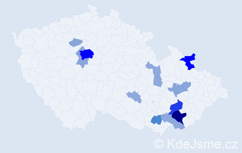 Příjmení: 'Šaňák', počet výskytů 45 v celé ČR