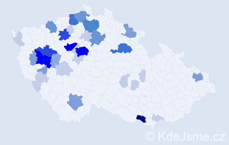 Příjmení: 'Saková', počet výskytů 114 v celé ČR