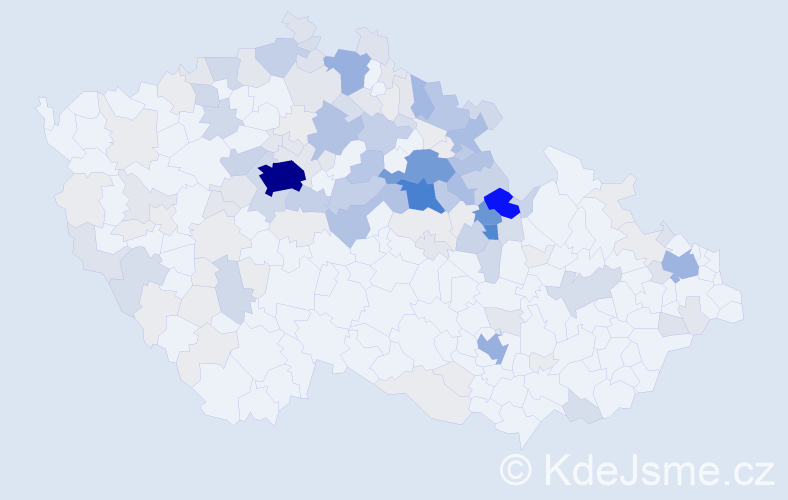 Příjmení: 'Vencl', počet výskytů 608 v celé ČR