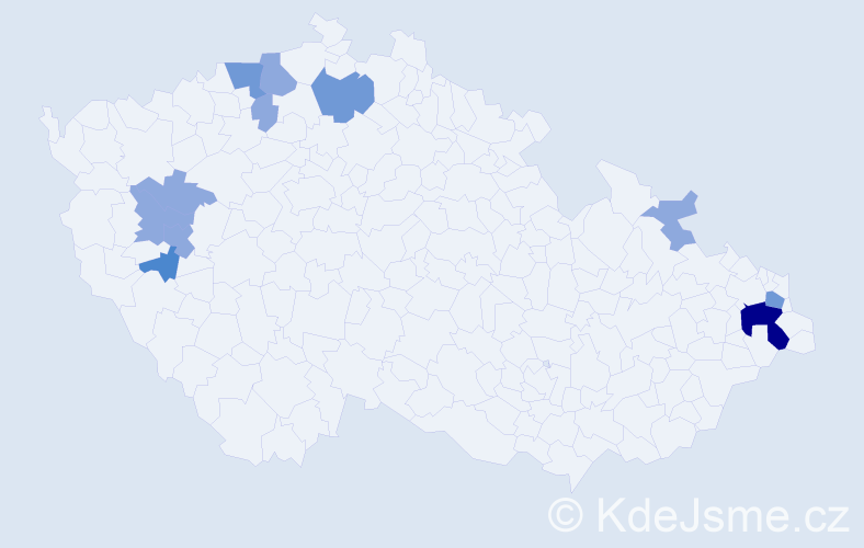 Příjmení: 'Křeš', počet výskytů 21 v celé ČR