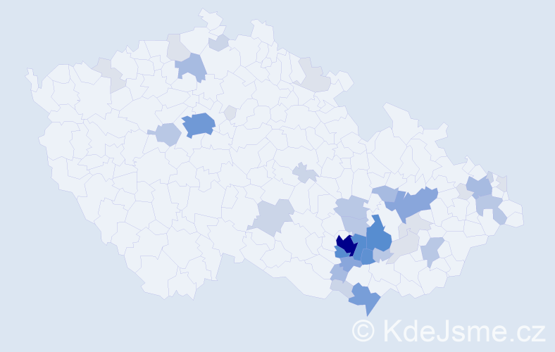 Příjmení: 'Hrozek', počet výskytů 143 v celé ČR