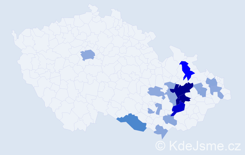 Příjmení: 'Zonová', počet výskytů 52 v celé ČR