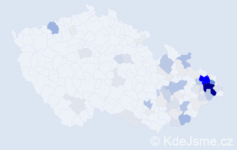 Příjmení: 'Velčovská', počet výskytů 272 v celé ČR
