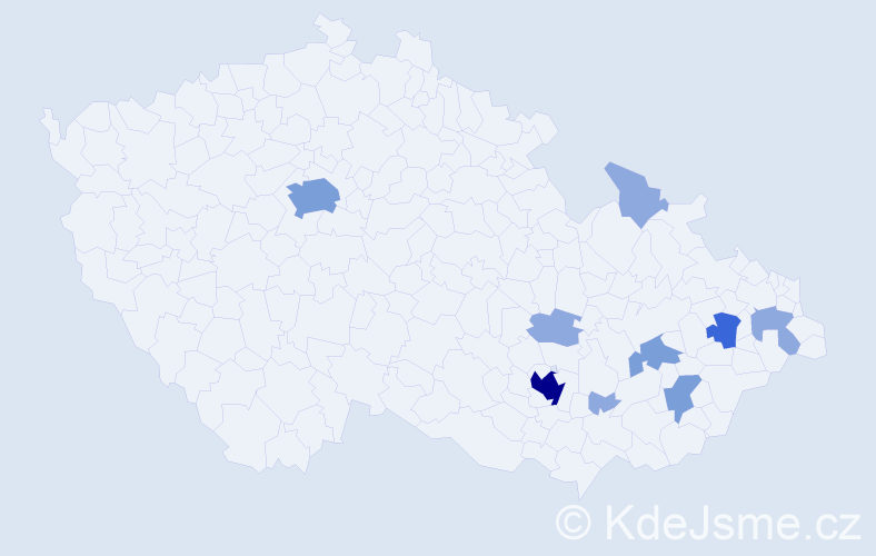 Příjmení: 'Zimula', počet výskytů 21 v celé ČR