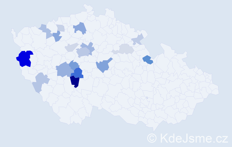 Příjmení: 'Kestřánek', počet výskytů 40 v celé ČR