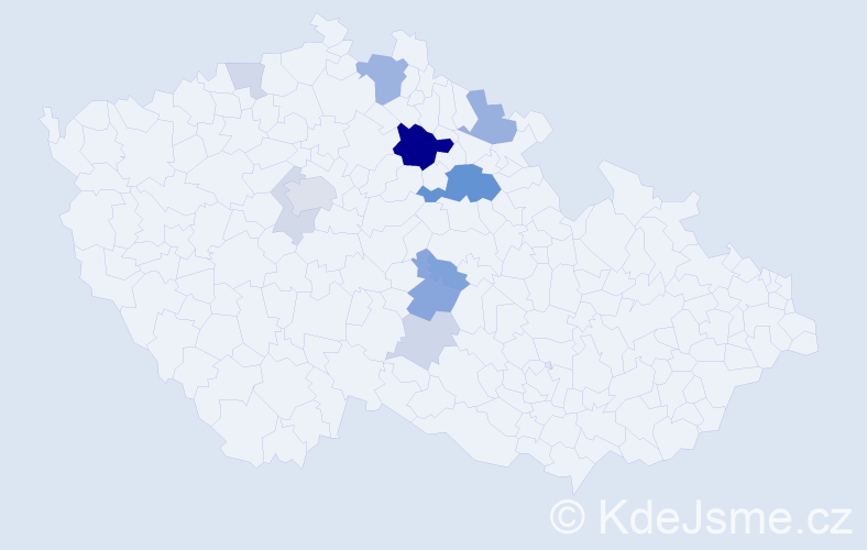 Příjmení: 'Zhouf', počet výskytů 31 v celé ČR