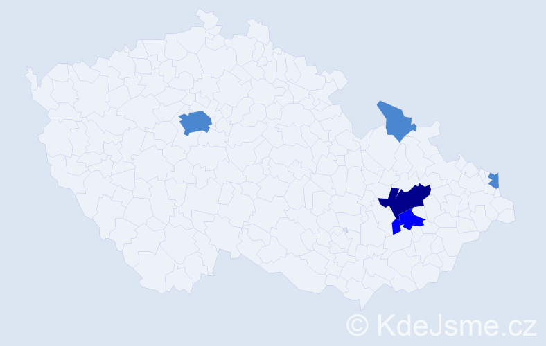 Příjmení: 'Rendárová', počet výskytů 8 v celé ČR