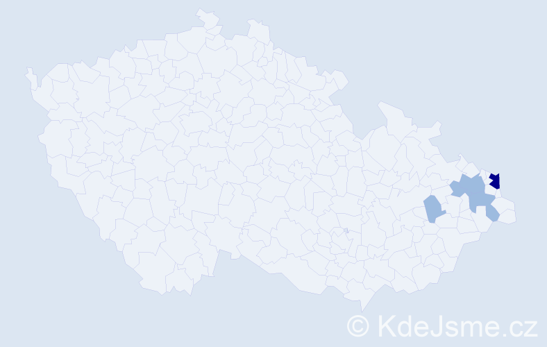 Příjmení: 'Bohda', počet výskytů 8 v celé ČR
