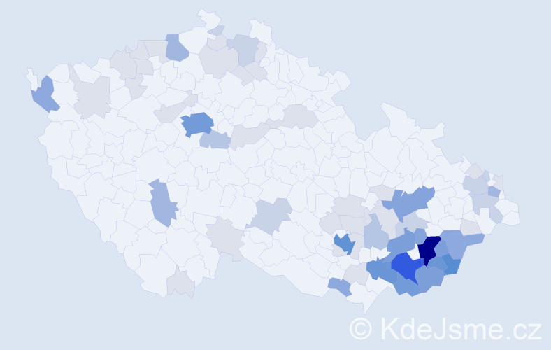 Příjmení: 'Mikulčíková', počet výskytů 202 v celé ČR
