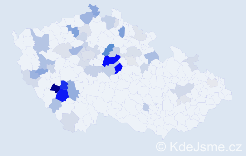 Příjmení: 'Poklop', počet výskytů 151 v celé ČR