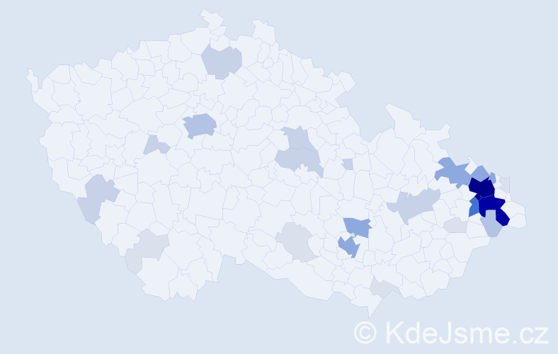 Příjmení: 'Kološ', počet výskytů 107 v celé ČR