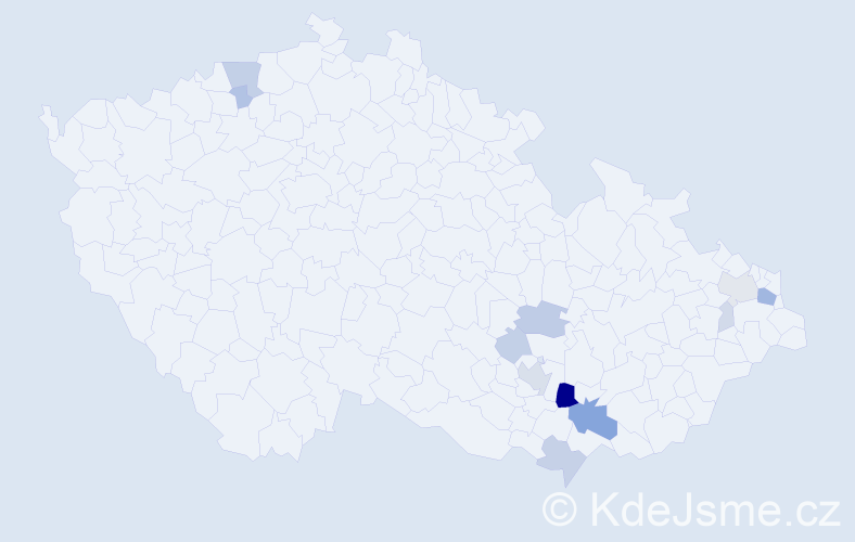 Příjmení: 'Zástřešek', počet výskytů 34 v celé ČR