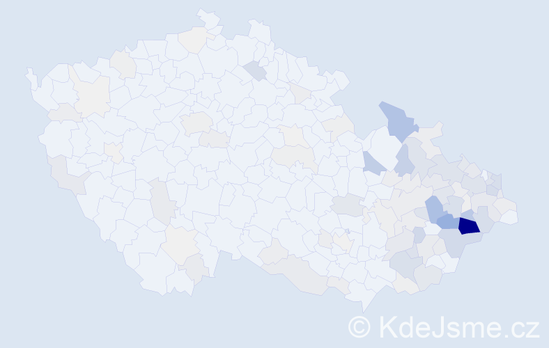 Příjmení: 'Ondruchová', počet výskytů 439 v celé ČR