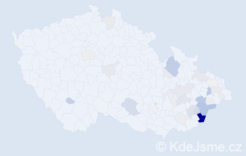 Příjmení: 'Bělaška', počet výskytů 158 v celé ČR