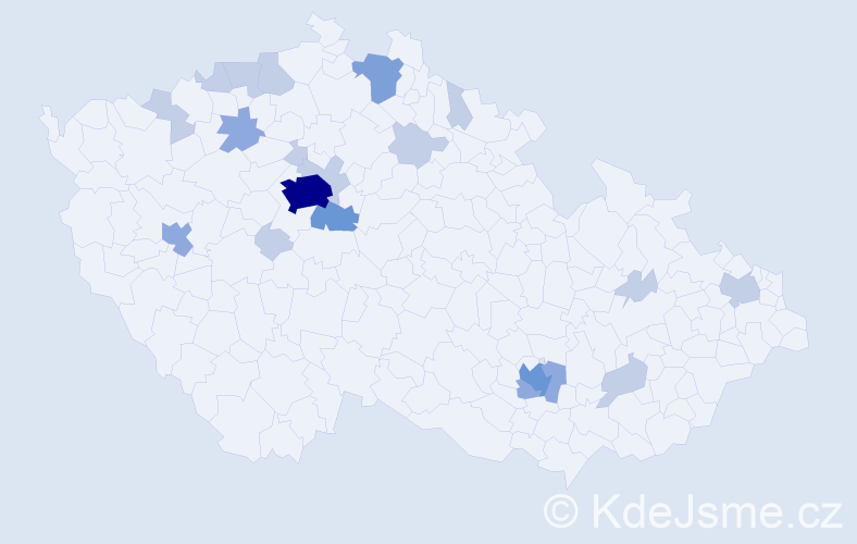 Příjmení: 'Komar', počet výskytů 40 v celé ČR