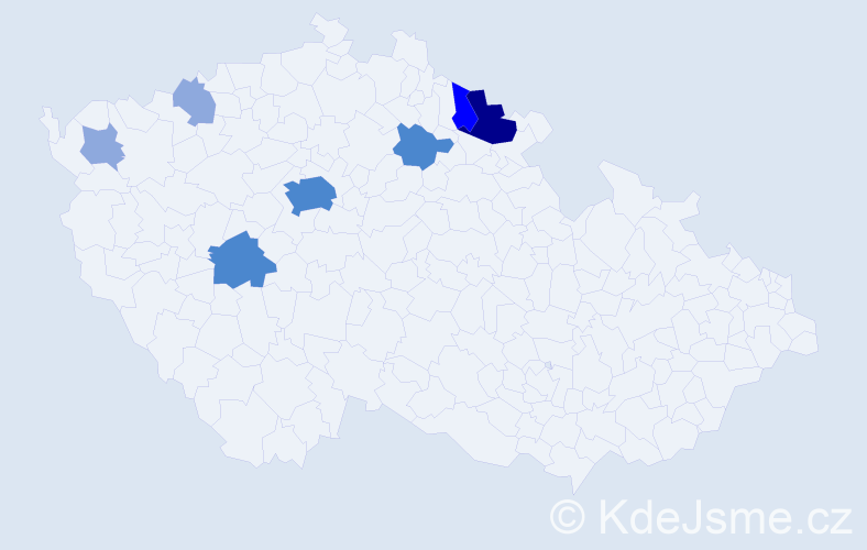 Příjmení: 'Hainiš', počet výskytů 17 v celé ČR