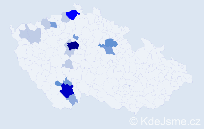 Příjmení: 'Trenda', počet výskytů 55 v celé ČR