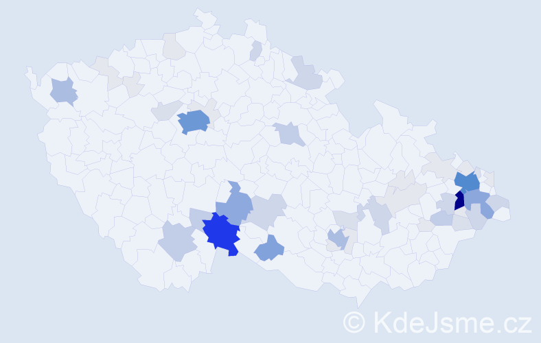 Příjmení: 'Brus', počet výskytů 204 v celé ČR