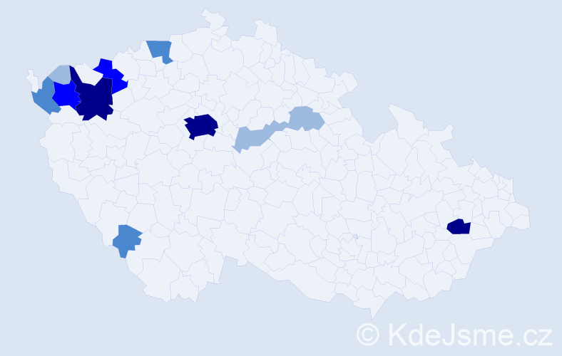 Příjmení: 'Cimbalová', počet výskytů 27 v celé ČR