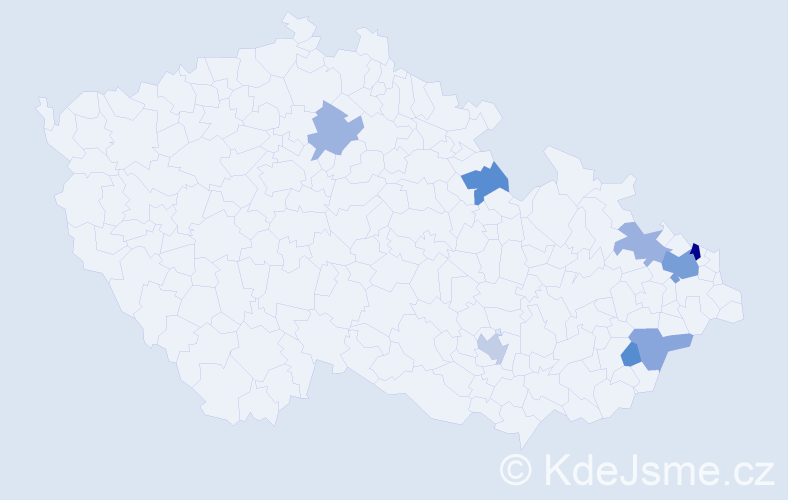 Příjmení: 'Kostruhová', počet výskytů 24 v celé ČR