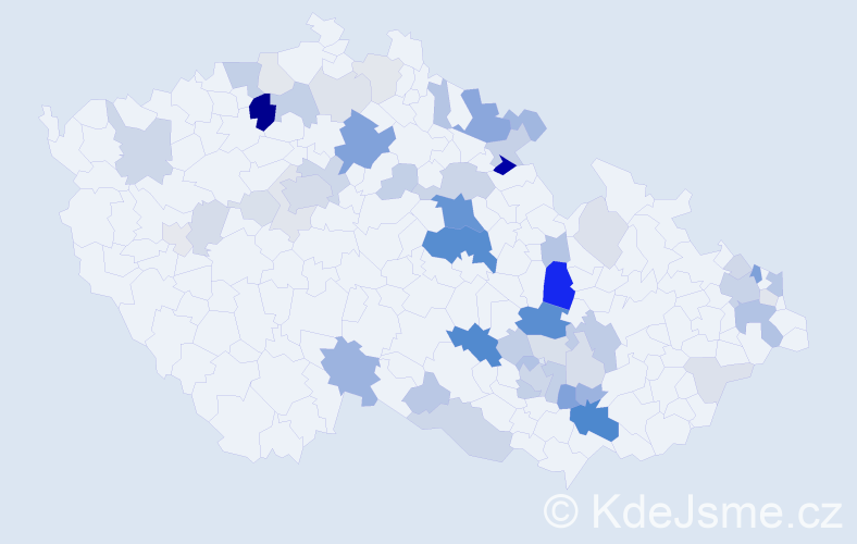 Příjmení: 'Barva', počet výskytů 167 v celé ČR