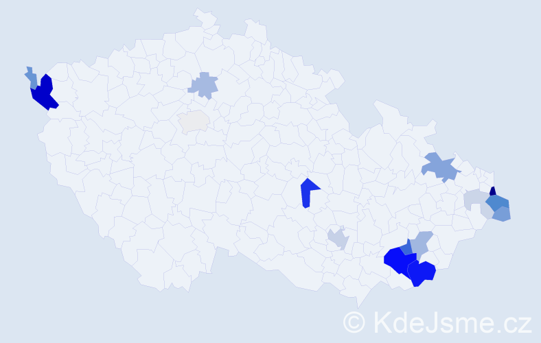 Příjmení: 'Kura', počet výskytů 48 v celé ČR