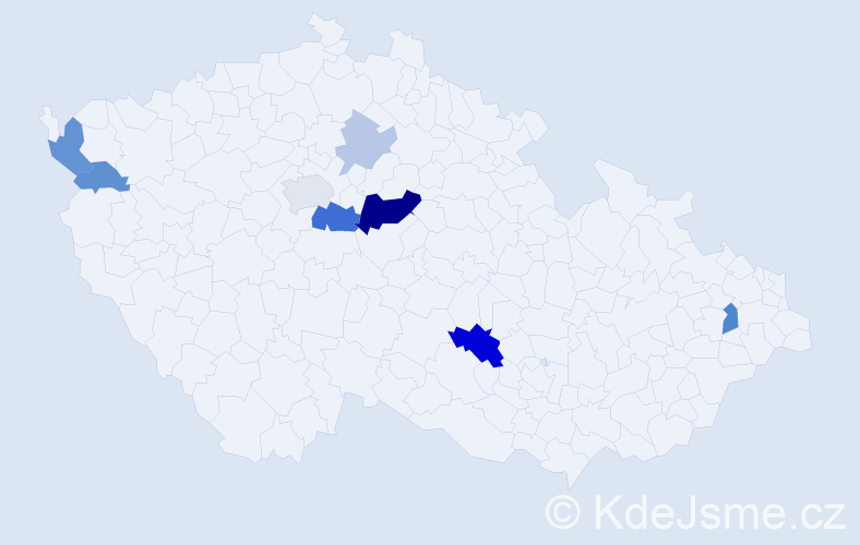 Příjmení: 'Földeš', počet výskytů 21 v celé ČR