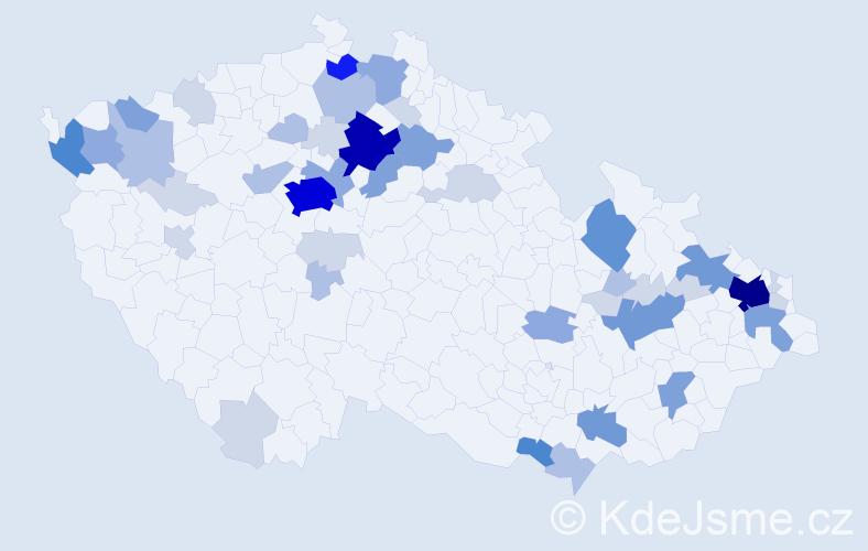 Příjmení: 'Aust', počet výskytů 147 v celé ČR