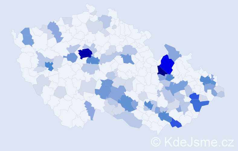 Příjmení: 'Potěšilová', počet výskytů 280 v celé ČR
