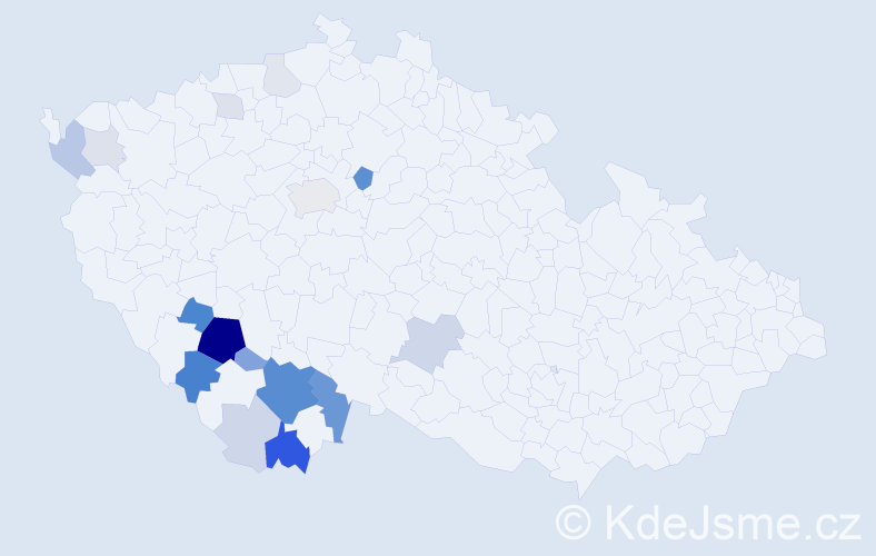Příjmení: 'Hůdová', počet výskytů 59 v celé ČR