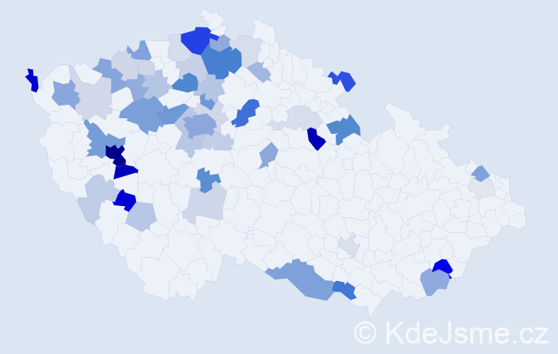 Příjmení: 'Rajchl', počet výskytů 147 v celé ČR