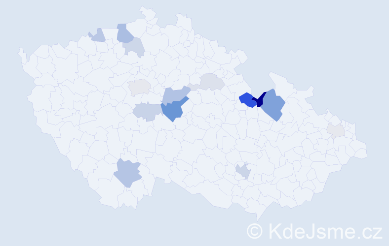 Příjmení: 'Barnatová', počet výskytů 34 v celé ČR