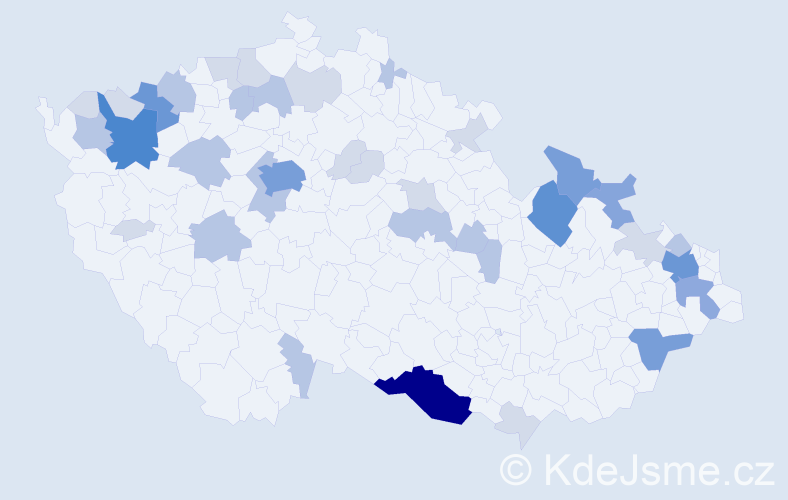 Příjmení: 'Hazuchová', počet výskytů 104 v celé ČR
