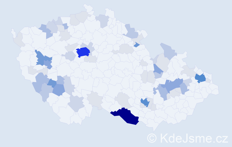 Příjmení: 'Herzigová', počet výskytů 200 v celé ČR
