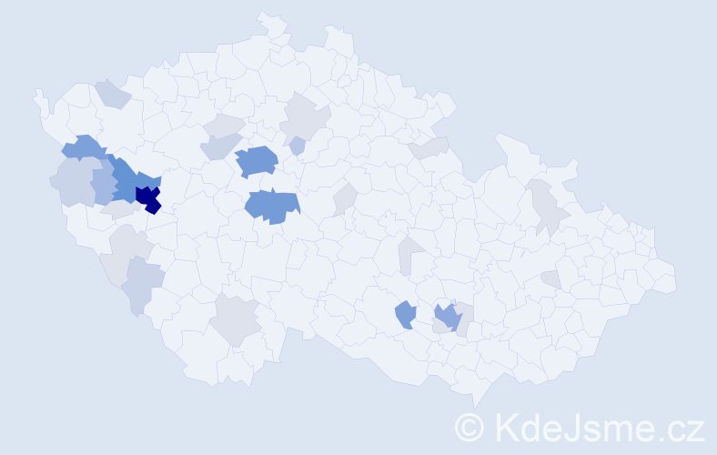 Příjmení: 'Čečil', počet výskytů 97 v celé ČR