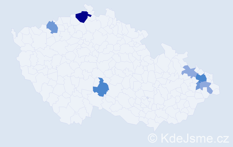 Příjmení: 'Nowák', počet výskytů 18 v celé ČR