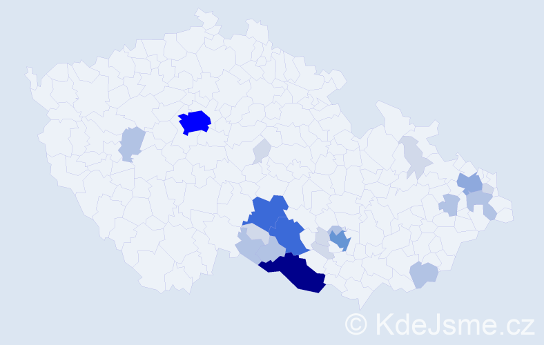 Příjmení: 'Radkovská', počet výskytů 75 v celé ČR