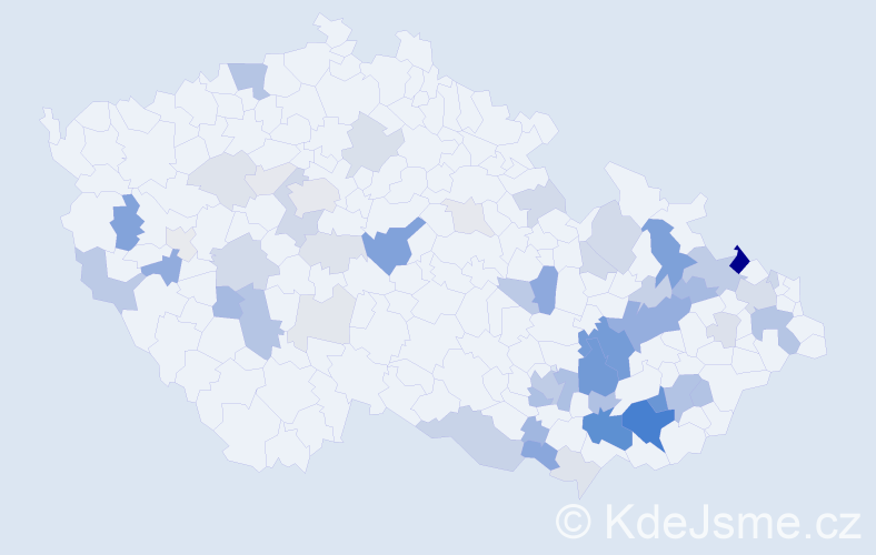 Příjmení: 'Kolečkářová', počet výskytů 177 v celé ČR