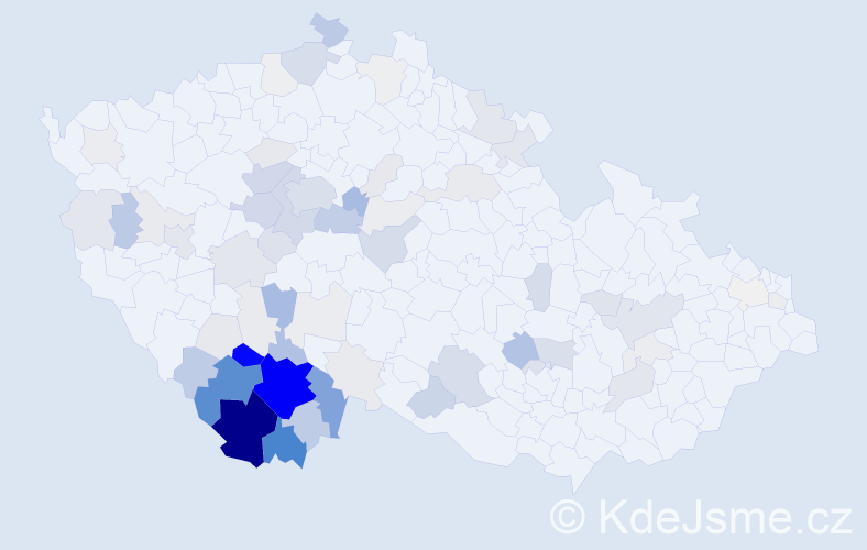 Příjmení: 'Borovková', počet výskytů 322 v celé ČR