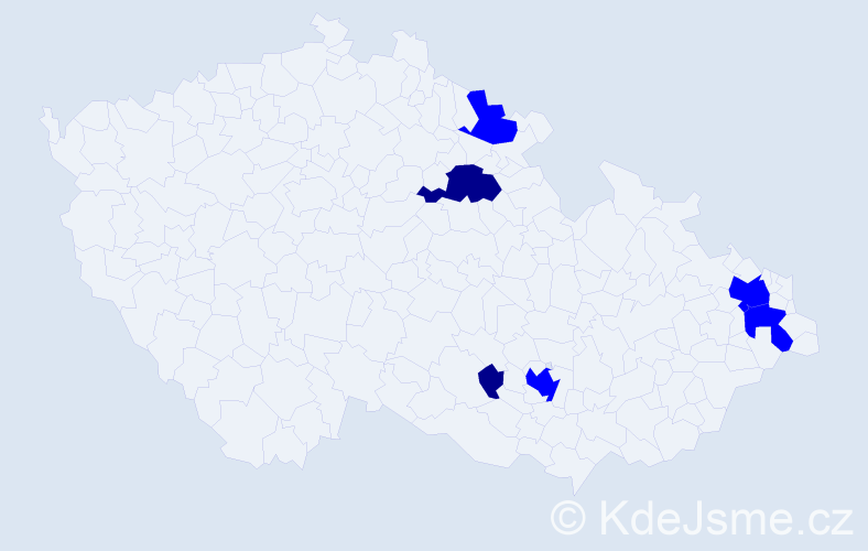 Příjmení: 'Reuterová', počet výskytů 8 v celé ČR