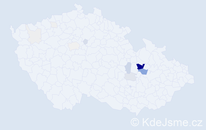 Příjmení: 'Vyjídáček', počet výskytů 54 v celé ČR