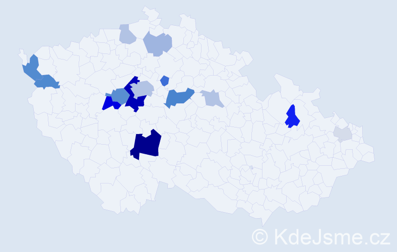 Příjmení: 'Cintlová', počet výskytů 36 v celé ČR
