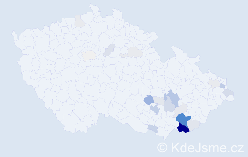 Příjmení: 'Páčová', počet výskytů 88 v celé ČR