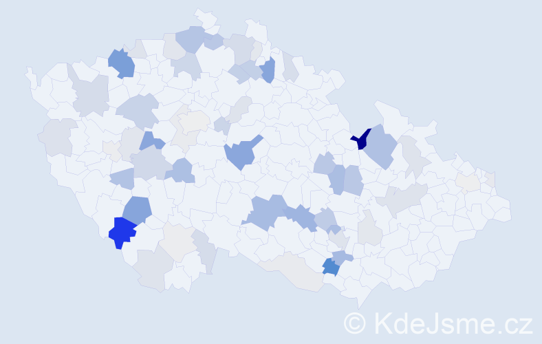 Příjmení: 'Roučová', počet výskytů 147 v celé ČR