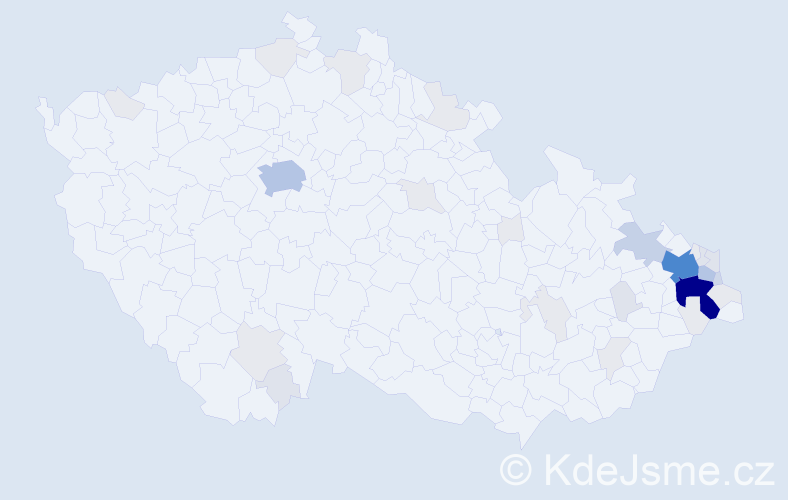 Příjmení: 'Tesarčík', počet výskytů 130 v celé ČR